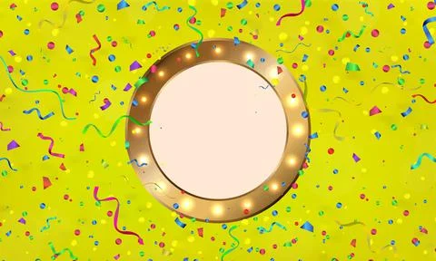 Celebration. Vector serpentine and confetti on colourful background with a su Illustration