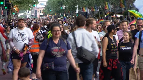 Celebrations as Australia changes Same Sex Marriage Laws Stock Footage 129391277