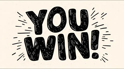 Celebratory black text "you win!" animated loop 4k Stock Footage 319155255