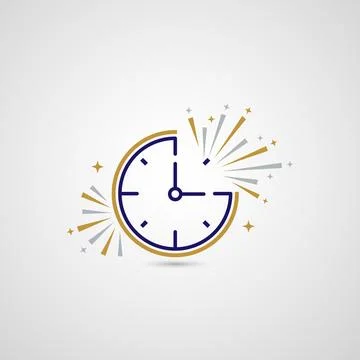 Celebratory Clock Countdown with Sparkles and Fireworks Stock Illustration