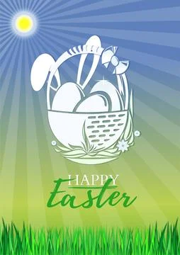 Celebratory design for Easter with Easter bunny Stock Illustration
