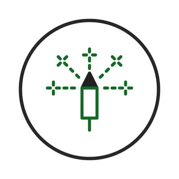 Celebratory emblem featuring a stylized firework design surrounded by spark.. Stock Illustration