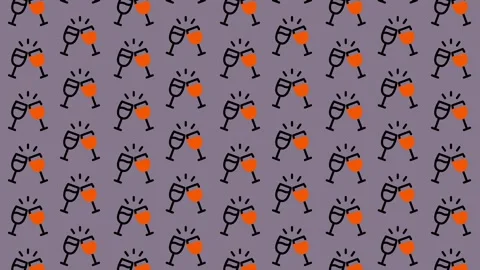 Celebratory Toast Pattern - A Festive Background of Clinking Glasses. Stock Footage 325388643