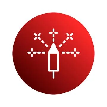 Celebratory vector icon featuring a sparkler design within a red circle for.. Stockillustratie