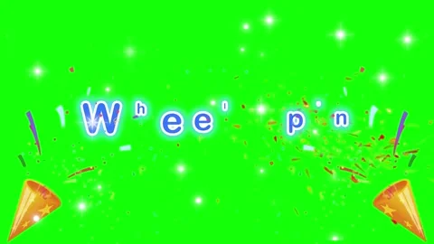 Celebratory wheel spin text animation with confetti and bright sparkling stars Stock Footage 338387042
