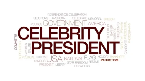 Celebrity president animated word cloud, text design animation. Kinetic Stock Footage 80706960