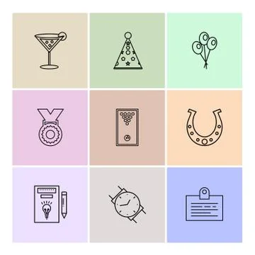 Celender , dollar,  target, watch , graph , mouse , eps icons set vector Stock Illustration