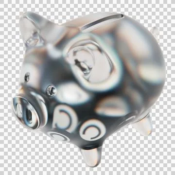 Celer Network (CELR) Clear Glass piggy bank with decreasing piles of crypto Illustrazione stock