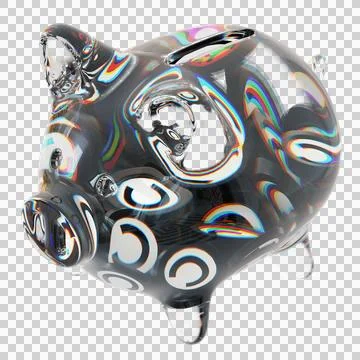 Celer Network (CELR) Clear Glass piggy bank with decreasing piles of crypto 库存插图