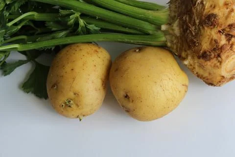 Celeriac with potatoes root vegetables pairing Stock Photos