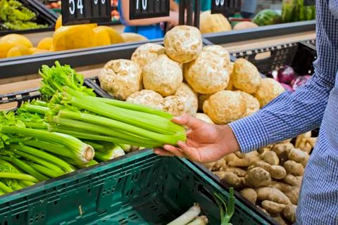 Celeriac in the store Stock Photos