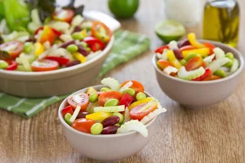Celery with Beans and Pepper salad Stock Photos