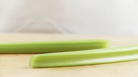 Celery being sliced Stock Footage 24650546