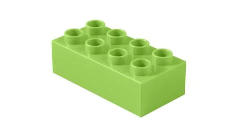 Celery Green Plastic Lego Block Isolated on a White Background. Stock Illustration