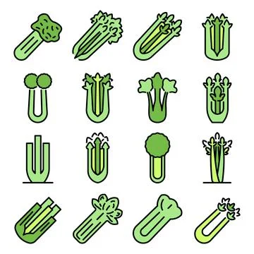 Celery icons set vector flat Stock Illustration