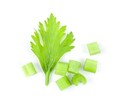 Celery isolated on white background. top view Stock Photos