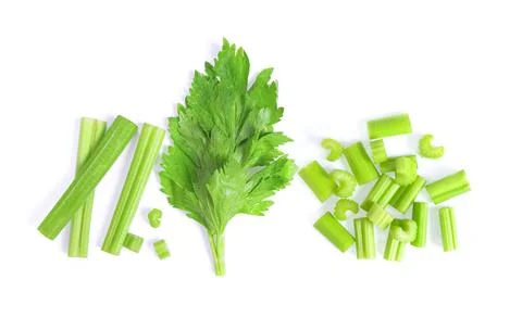 Celery isolated on white background. top view Stock Photos
