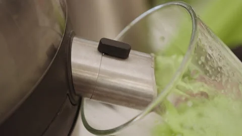 Celery Juice Pouring From Kitchen Blender Stock-Footage 141600976