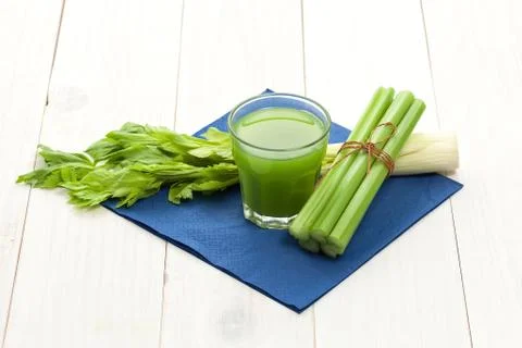 Celery juice with stalk Stock Photos