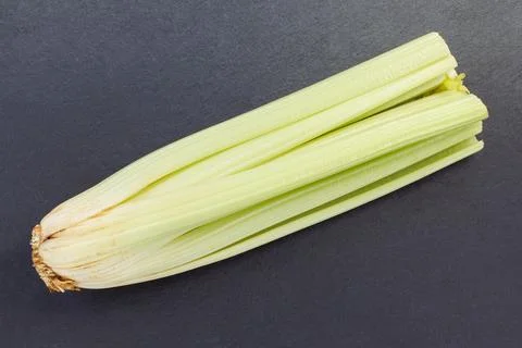 Celery plant on black background, copy space Stock Photos