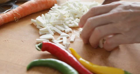 Celery root chopped Stock Footage 146244178