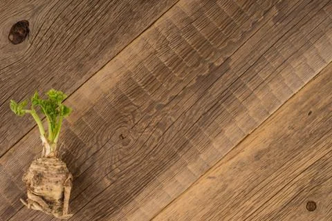 Celery root on the old wooden background Stock Photos