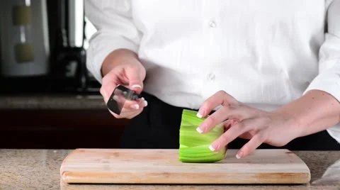 Celery Triple Slice.mp4 Stock Footage 40686949