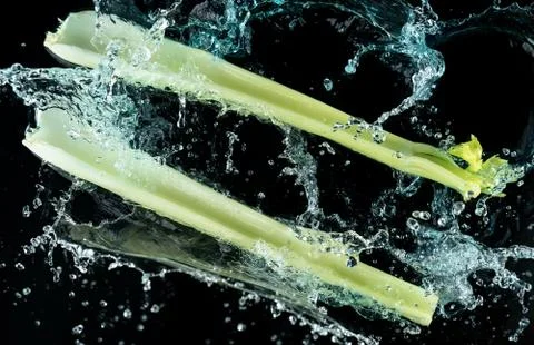 Celery Water Splash Stock Photos