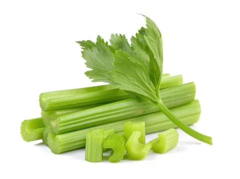 Celery on white background Stock-Fotos