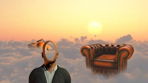 Celess man above clouds Stock Illustration