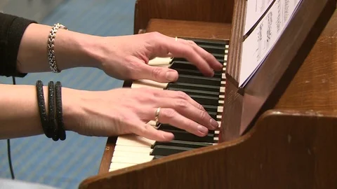 Celesta Player Within Symphonic Recoding Rehearsal Stock Footage 97844370