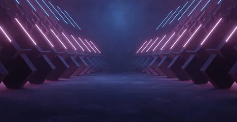 Celestial Alien Floor Studio Room Showroom With Light And Smoke Dark Purple 스톡 일러스트