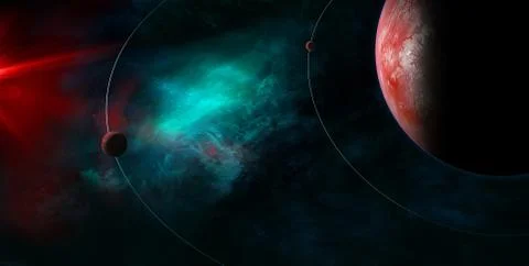 Celestial Art  small planets orbiting around big planet concept series Иллюстрация