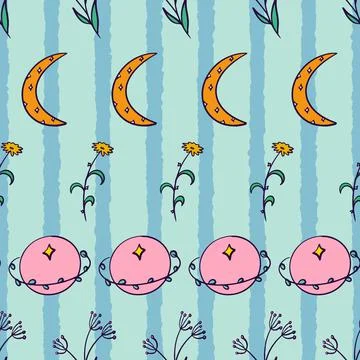 Celestial background vector seamless pattern illustration art Stock Illustration