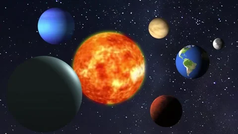 Celestial bodies and planets orbiting sun in dynamic space motion, solar sy.. Stock Footage 336803727