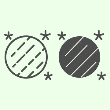 Celestial body line and solid icon. Globe, shiny planet model with stars outline イラスト素材