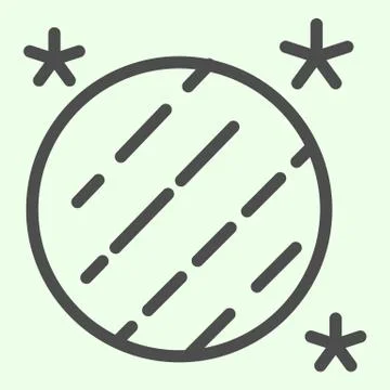 Celestial body line icon. Globe, shiny planet model with stars outline style イラスト素材