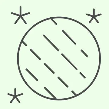 Celestial body thin line icon. Globe, shiny planet model with stars outline イラスト素材