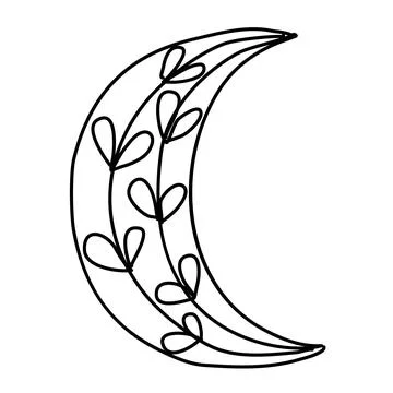 Celestial boho pattern with moon and flowers Stock Illustration