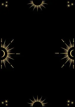 Celestial border with golden frame with stars Stock Illustration