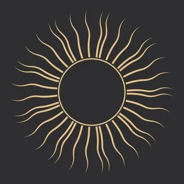 Celestial border sun line frame golden, mystic shape, space element isolated 스톡 일러스트