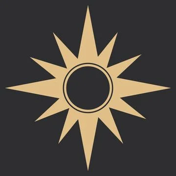Celestial border sun line frame golden, mystic shape, space element isolated Ilustración de archivo