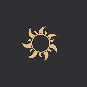 Celestial border sun line frame golden, mystic shape, space element isolated Illustrazione stock