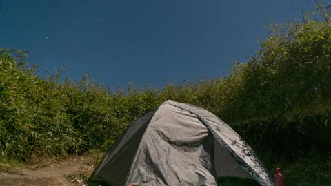 A Celestial Camping Under the Night Sky in Nagaland Stock Footage 194860911