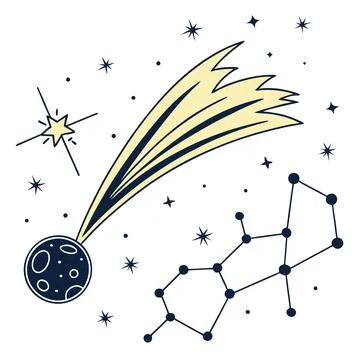 Celestial Comet Space Flat Vector Illustration Stock Illustration