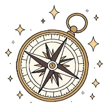 Celestial Compass of the Gods 8 Bit Pixel Art Stock Illustration