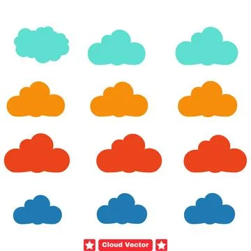 Celestial Contours Sculpting with Cloud Vector Silhouettes Stock Illustration