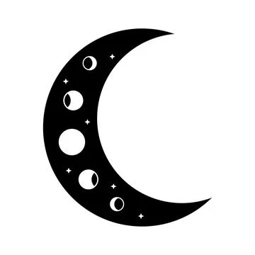 Celestial crescent moon with phases. Magic mystic vector design element. Abst Stock Illustration