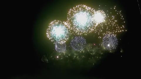 Celestial dance over Tokyo bay, shimmering night of celebration Stock Footage 321015970