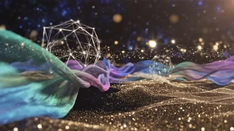 Celestial Dance of Purple and Blue Fabric Stock Footage 324808440